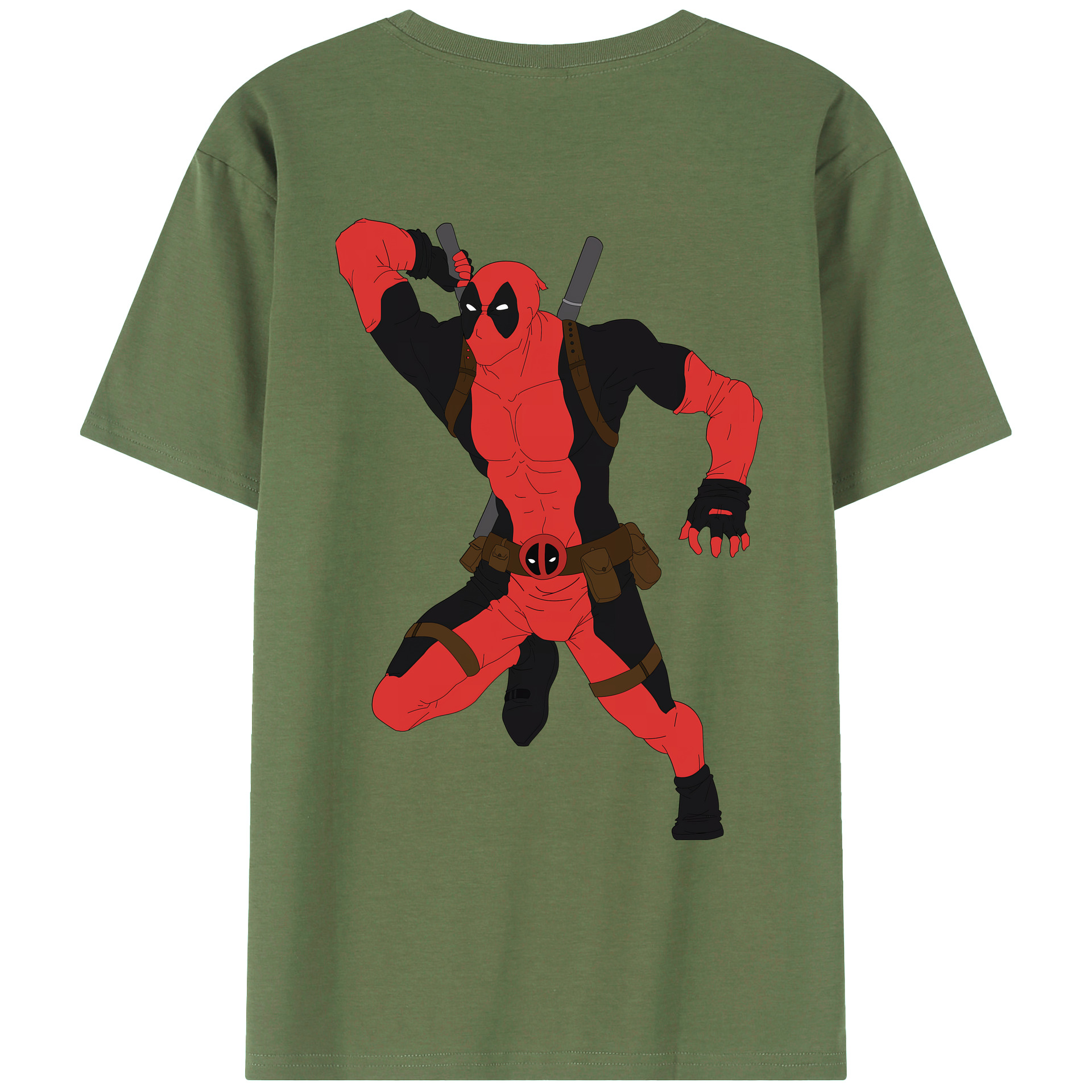 （画像用） Deadpool デッドプール 綿100％ メンズ半袖Tシャツ（バックプリント） 通気性